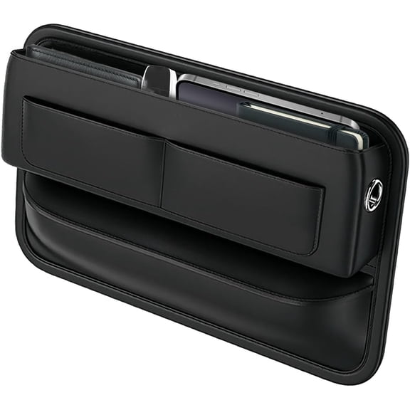 Leather Car Seat Gap Filler Organizer, Center Console Organizer, Side Pocket Storage Box for SUV and Truck