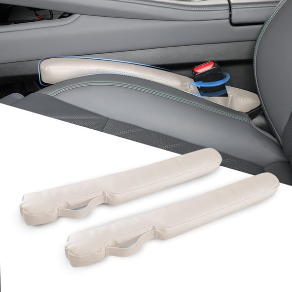 Leather Car Seat Gap Filler Universal for Car Truck SUV to Block The Gap Between Seat and Console Stop Things from Dropping 2 Sets Black