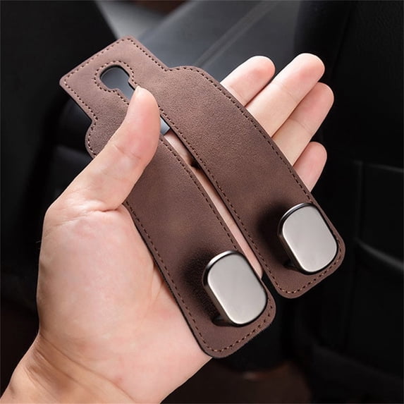 Leather Car Seat Headrest Hooks Purse Holder Bag Hanger Back Seat Organizer 2 Pack