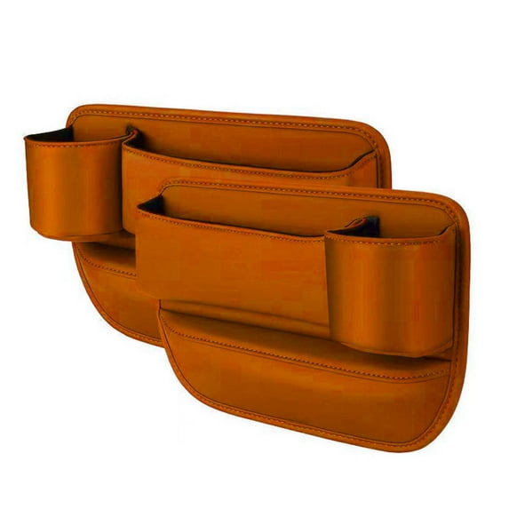 Leather Car Seat Storage Organizer with Charging Port, Multifunctional Front Seat Gap Filler for Phones, Wallets, and Cups