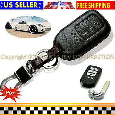 Leather Car Smart Remote Case Protector Cover Fob Chain Holder for Honda Key