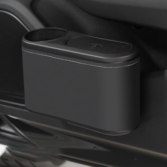 Leather Car Trash Can with Leak-Proof Lining, Door-Mounted Garbage Bin with Clasp – Large Capacity, Spill-Resistant Storage for Bottles, Umbrellas, Snacks in SUV Sedan Front or Rear