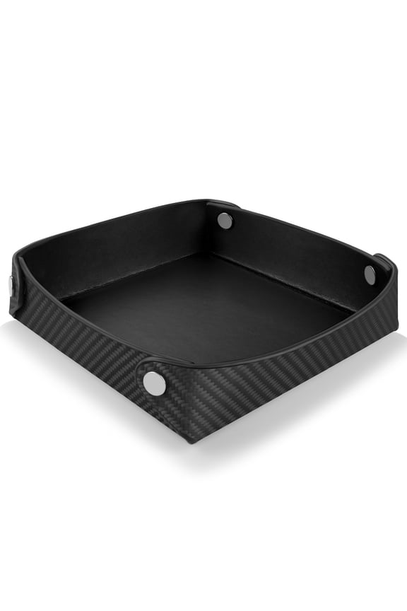 Leather Carbon Fiber Desktop Storage Tray, Decorative Catchall Organizer for Keys, Wallet, Watch, Jewelry, Entryway Table Y101