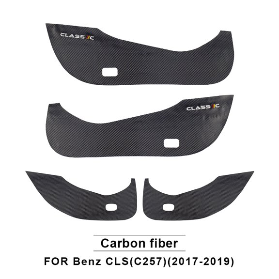 Leather Carbon Fiber Style Protection Cover for Mercedes Benz CLS C257 2017-2019 Car Door Anti Dirty Anti Kick Pad Accessories.