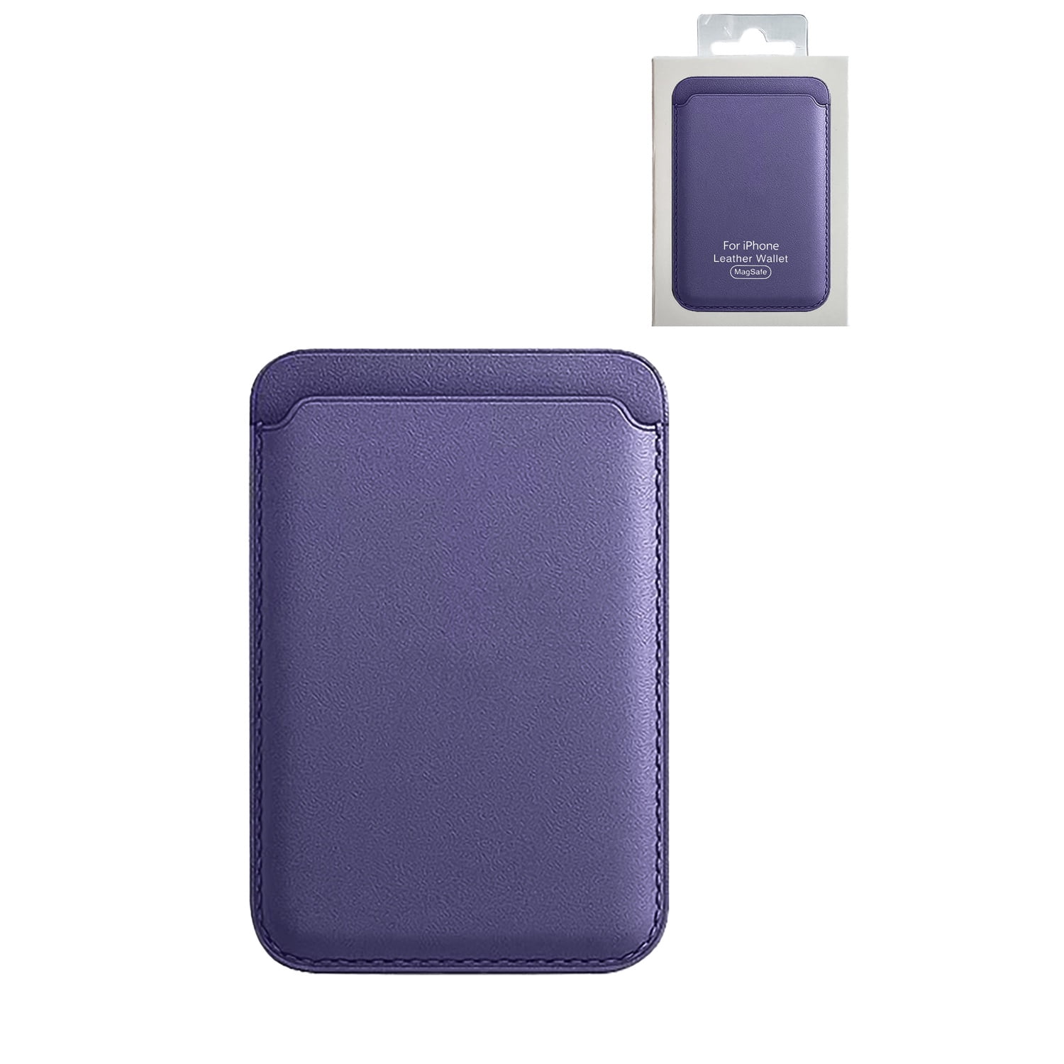 Leather Card Carrier with Magnetic Back - Lilac