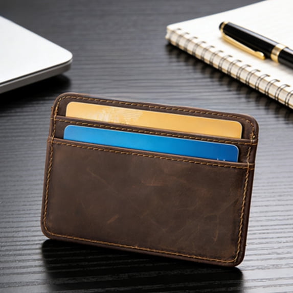 Leather Card Holder, Compact Credit Card Wallet, Slim Portable Card Organizer for Men and Women, Suitable for Daily Commuting and Travel Use