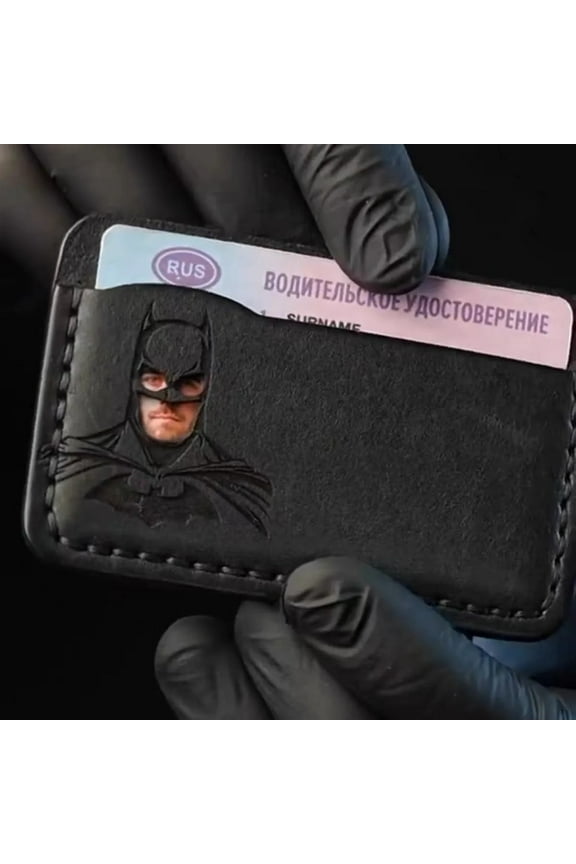 Leather Card Holder Superhero Face Eyes Cutout Card Holder Bags Suitable for Men business card bags Leather Batman ID Wallet for Dad, Husband, Boyfriend, Father’s Day, Birthday Perfect Gifts