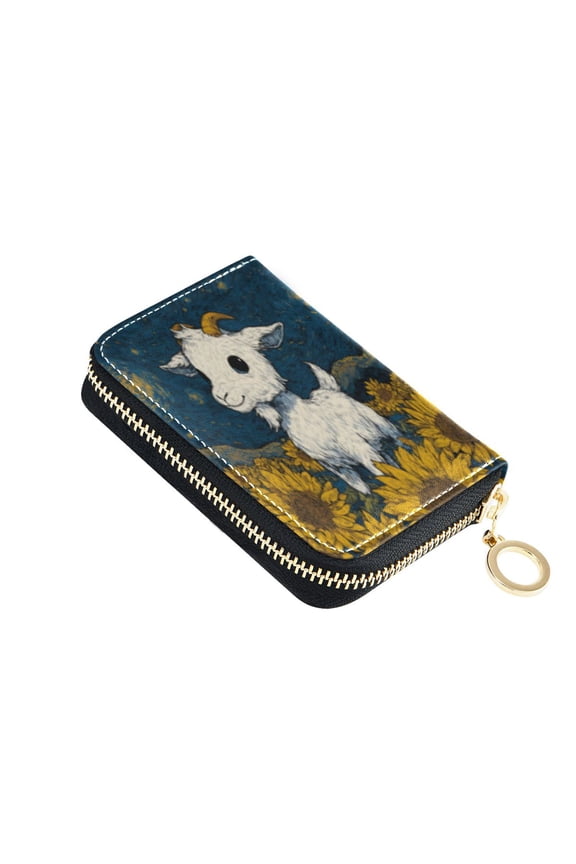 Leather Card Holder Wallet with Zipper RFID Blocking 9 Card Slots 2 Coin Pockets Compact Pocket Size Cute Gogoat