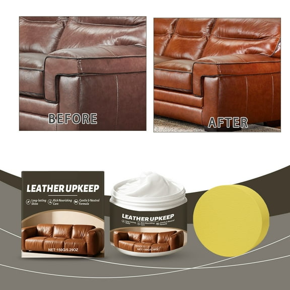 Leather Care Cream • Colorless Shoe Polish & Grease with Sponge – Intensive Leather Conditioner Waterproofs, Restores, Softens Leather Couch, Shoes, Bags, Vintage Restoration, Portable Maintenance