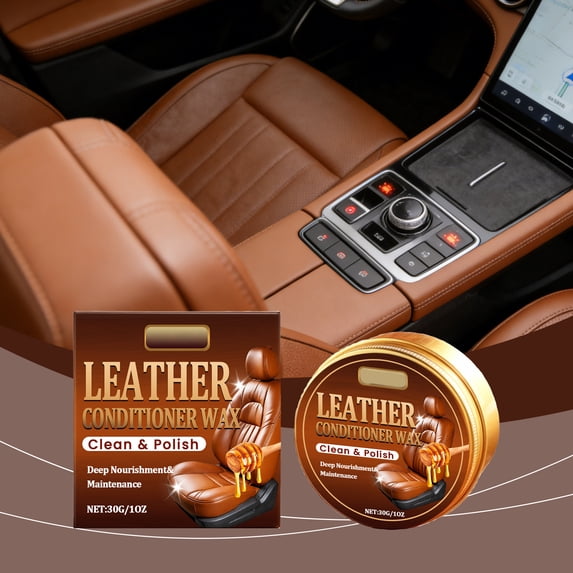 Leather Care Wax For Car Interior Seats, Cleans Stains Es Brightens Protects Leather, Ideal For Routine Car Maintenance & All Car Models
