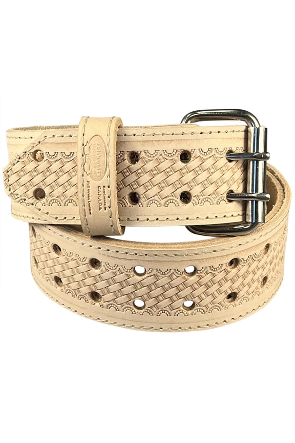 Leather Carpenters Tool Belt - Embossed Basketweave and Stitched
