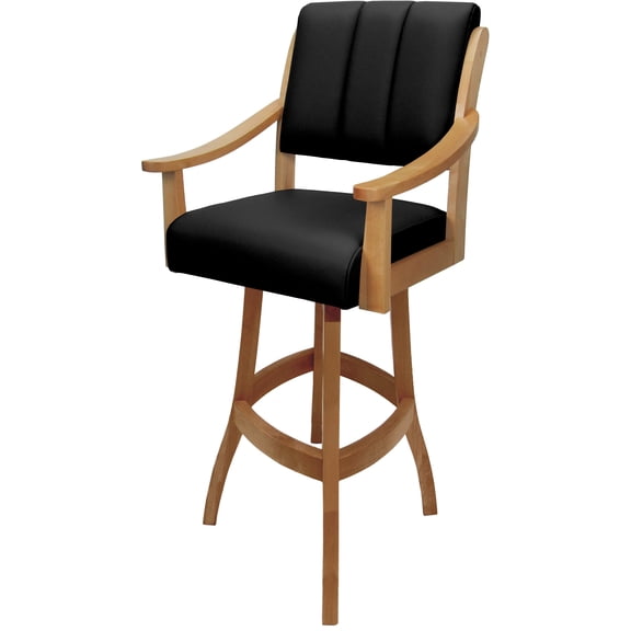 Leather Casa Extra Tall Solid Wood Bar Stool 34" Seat - Black on Honey
