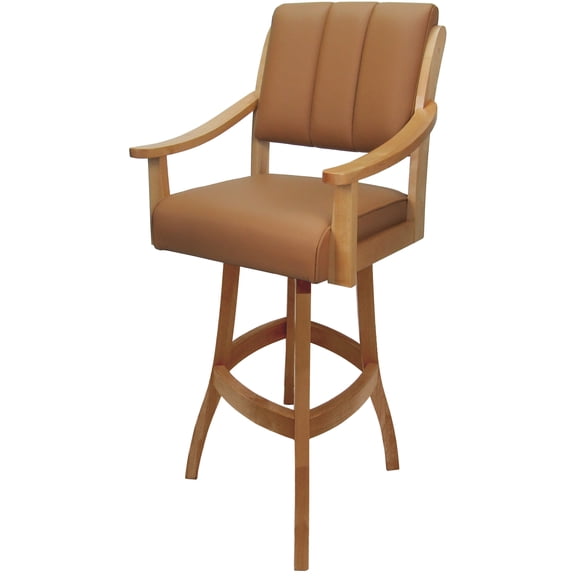 Leather Casa Extra Tall Solid Wood Bar Stool 34" Seat - Brown on Honey