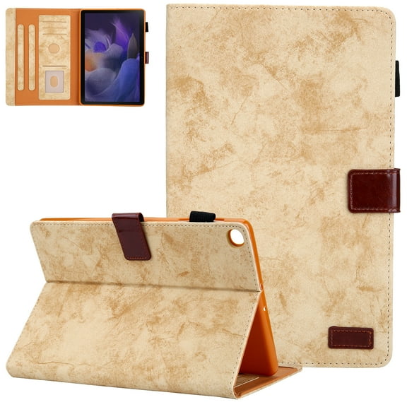 Leather Case for 2021 Samsung Galaxy Tab A8 10.5" (SM-X200 or SM-X205) - Flip Lightweight Wallet Case with Stand / Card Holders, Protective Fold Stand Classic Cover (Yellow)