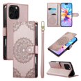 thumbnail image 1 of Leather Case For Apple iPhone 15 Pro 6.1",Embossed Totem Wallet With Card Holder,Wristband, Shockproof Kickstand Magnetic Cover,Rose Gold,For iPhone 15 Pro, 1 of 7