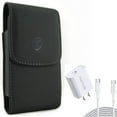 thumbnail image 1 of Leather Case Belt Clip w Fast Type-C 18W PD Home Charger for Samsung Galaxy A73 5G,A13 5G,A03s Phones - Holster Cover Pouch Vertical, 10ft Long Cable Quick Power Adapter, 1 of 12