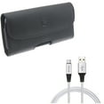 thumbnail image 1 of Leather Case Belt Clip w Type-C 6ft USB Cable for Samsung Galaxy S10 Plus - Holster Cover Loops, Charger Cord Power Wire Y7V, 1 of 11