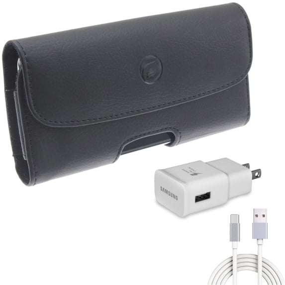 Leather Case Belt Clip w Type-C Fast Home Charger for Samsung Galaxy A53 5G,A33 5G Phones - Holster Cover Loops Pouch, 6ft USB Cable Quick Power Adapter