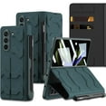 thumbnail image 1 of Leather Case Compatible Samsung Galaxy Z Fold 5 Stand Case with Card Slot & Screen Protector,360° Full Body Hinge Protection Leather Cover Wallet Case for Galaxy Z Fold 5 Phone Case 5G Men,Green, 1 of 7