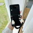thumbnail image 1 of Leather Case Compatible with Samsung Galaxy Z Flip 4 with Lanyard Strap Shockproof Cute Girly Case-Black, 1 of 6