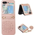 thumbnail image 1 of Leather Case Compatible with Samsung Galaxy Z Flip 5 5G Case Rose Gold,Embossed 3D Mandala Flower PU Print Women Phone Case with Lanyard Neck Strap, 1 of 12