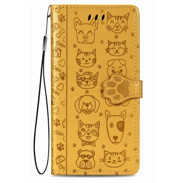 Leather Case For iPhone 16 15  Pro Max Plus Cat dog Card Wallet Flip Shockproof Shell Case