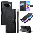 thumbnail image 1 of Leather Case For Google Pixel 9 Pro XL / Pixel 10 Pro XL 6.8",Embossed Totem Wallet With Card Holder,Wristband, Shockproof Kickstand Magnetic Cover,Black, 1 of 7