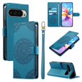 thumbnail image 1 of Leather Case For Google Pixel 9 Pro XL / Pixel 10 Pro XL 6.8",Embossed Totem Wallet With Card Holder,Wristband, Shockproof Kickstand Magnetic Cover,Blue, 1 of 7