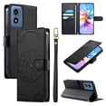 thumbnail image 1 of Leather Case For Motorola Moto G Play 2024 6.5",Embossed Totem Wallet With Card Holder,Wristband, Shockproof Kickstand Magnetic Cover,Black,For Moto G Play 2024, 1 of 7
