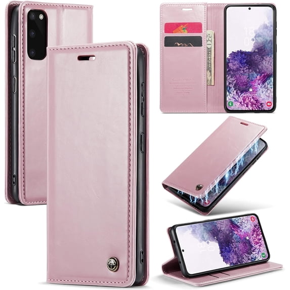 Leather Case for Samsung Galaxy S20FE Card Slot Folio Flip Wallet Case for Samsung Galaxy S20FE Premium PU Magnetic Kickstand Cover Soft TPU Inner Case Pink