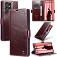 thumbnail image 1 of Leather Case for Samsung Galaxy S23 Ultra Card Slot Folio Flip Wallet Case for Samsung Galaxy S23 Ultra Premium PU Magnetic Kickstand Cover Soft TPU Inner Case Red, 1 of 14