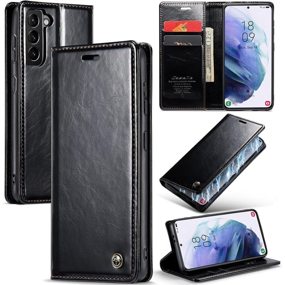 Leather Case for Samsung Galaxy S24 Plus Card Slot Folio Flip Wallet Case for Samsung Galaxy S24 Plus Premium PU Magnetic Kickstand Cover Soft TPU Inner Case Black