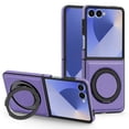 thumbnail image 1 of Leather Case for Samsung Galaxy Z Flip 5, Support Wireless Charging, 360 Spin Magnetic Stand Shockproof Protective Magnetic Case, Military Protection for Samsung Z Flip5, Purple, 1 of 7