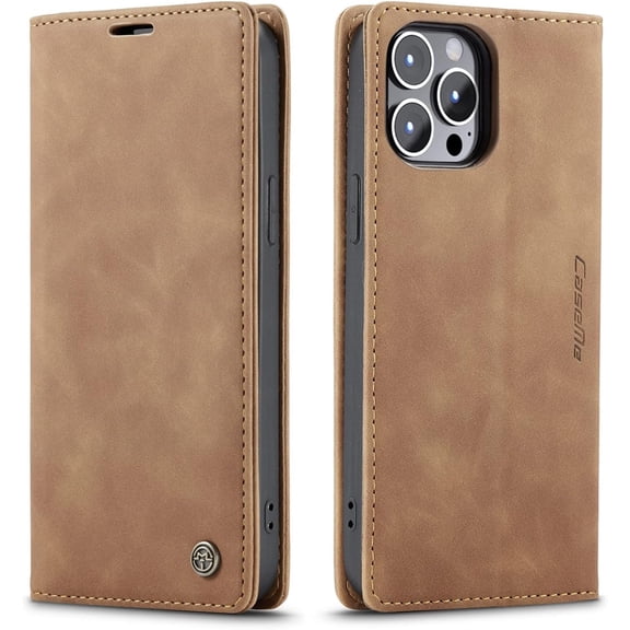 Leather Case Wallet for iPhone 13 Pro Max, Folding Flip Case with Magnetic Kickstand, Card Slot, Protective Cover for iPhone 13 Pro Max 6.7 inch