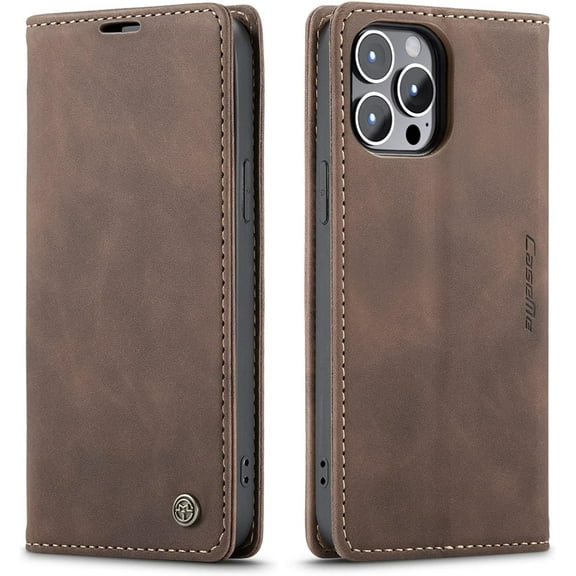 Leather Case Wallet for iPhone 13 Pro Max, Folding Flip Case with Magnetic Kickstand, Card Slot, Protective Cover for iPhone 13 Pro Max 6.7 inch