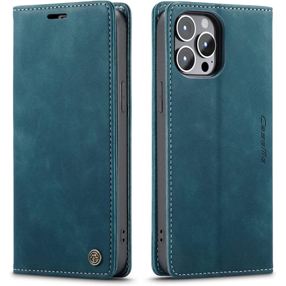 Leather Case Wallet for iPhone 13 Pro Max, Folding Flip Case with Magnetic Kickstand, Card Slot, Protective Cover for iPhone 13 Pro Max 6.7 inch