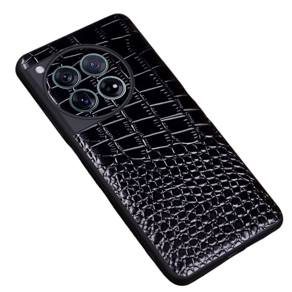 Leather Case for OnePlus 12, Crocodile Pattern Leather Slim Shockproof Case with Full Camera Protection