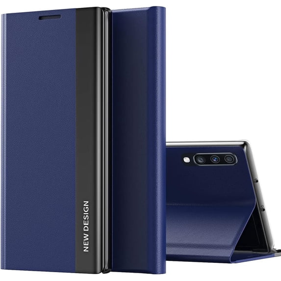 Leather Case for Samsung Galaxy A11, Thin Slim Luxury PU Leather Kickstand Cover Shockproof Flip Phone Case for Samsung Galaxy A11 CX Deep Blue