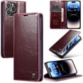 thumbnail image 1 of Leather Case for iPhone 12 pro Card Slot Folio Flip Wallet Case for iPhone 12 pro Premium PU Magnetic Kickstand Cover Soft TPU Inner Case Red, 1 of 14