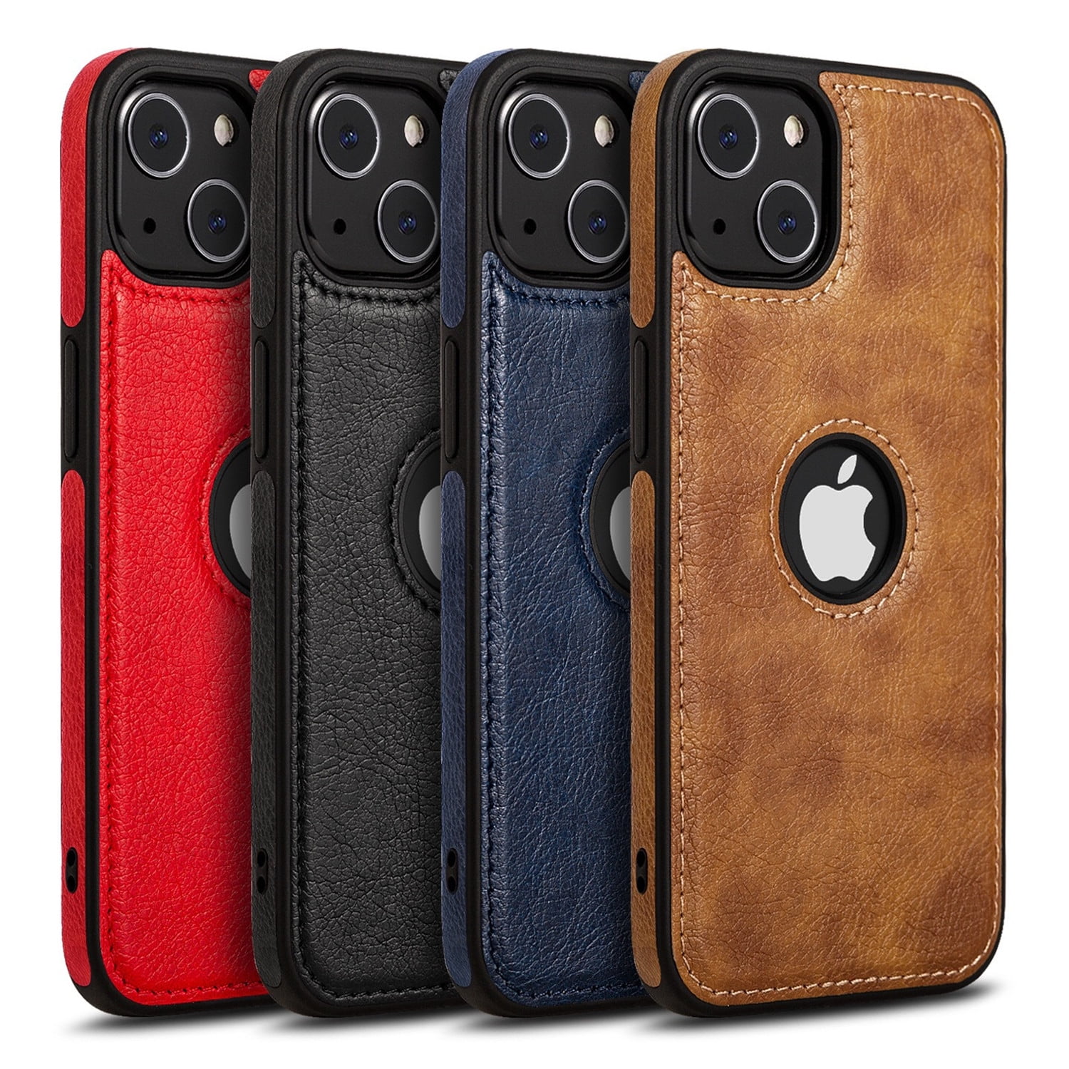 Leather Case for iPhone 15 Plus Men Women Phone Cover Anti Slip Scratch Resistant Protective Soft Phone Case Brown