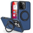 thumbnail image 1 of Leather Case for iPhone 14 Pro, Compatible with Wireless Charging, 360 Spin Magnetic Stand Shockproof Protective Magnetic Case, Military Protection for Apple 14 Pro, Blue, 1 of 8