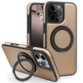 thumbnail image 1 of Leather Case for iPhone 17, Compatible with Wireless Charging, 360 Spin Magnetic Stand Shockproof Protective Magnetic Case, Military Protection for Apple 17, Khaki, 1 of 8