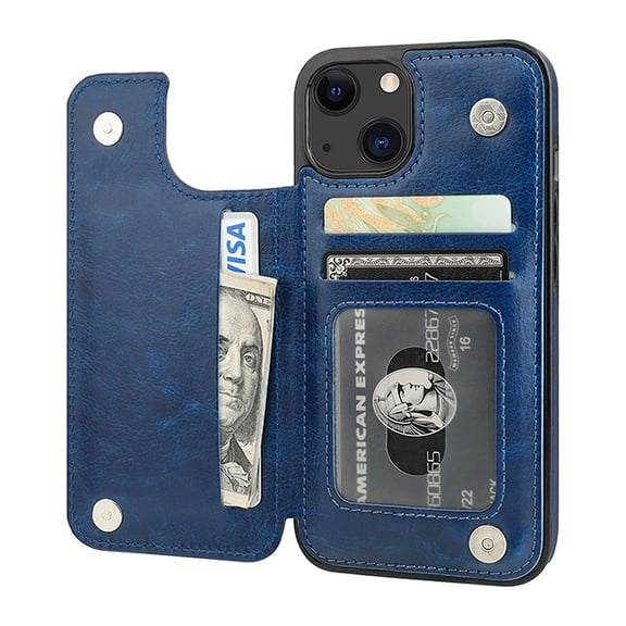 Leather Case with Flip Back Wallet For iPhone 15 Plus