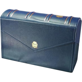 Leather Cash Collection Storage Box: PMG Graded Banknote Holder, Currency Banknotes Collecting Holder, Currency Organizer Protective Case for Trading Cards Stamps Tickets (Blue)