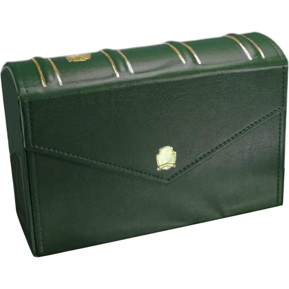 Leather Cash Collection Storage Box: PMG Graded Banknote Holder, Currency Organizer Paper Money Holders for Collectors (Dark Green)
