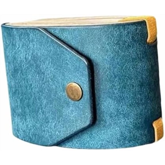 Leather Cash Wrap Wallet, Teal Slim Money Clip Card Holder with Snap Closure Metal Corners for Men Women