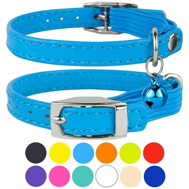 Leather Cat Collar Breakaway Safety Collars Elastic Strap for X Small