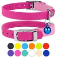 thumbnail image 1 of Leather Cat Collar Breakaway Safety Collars Elastic Strap for X Small Cats Kitten with Bell, Pink, 1 of 6