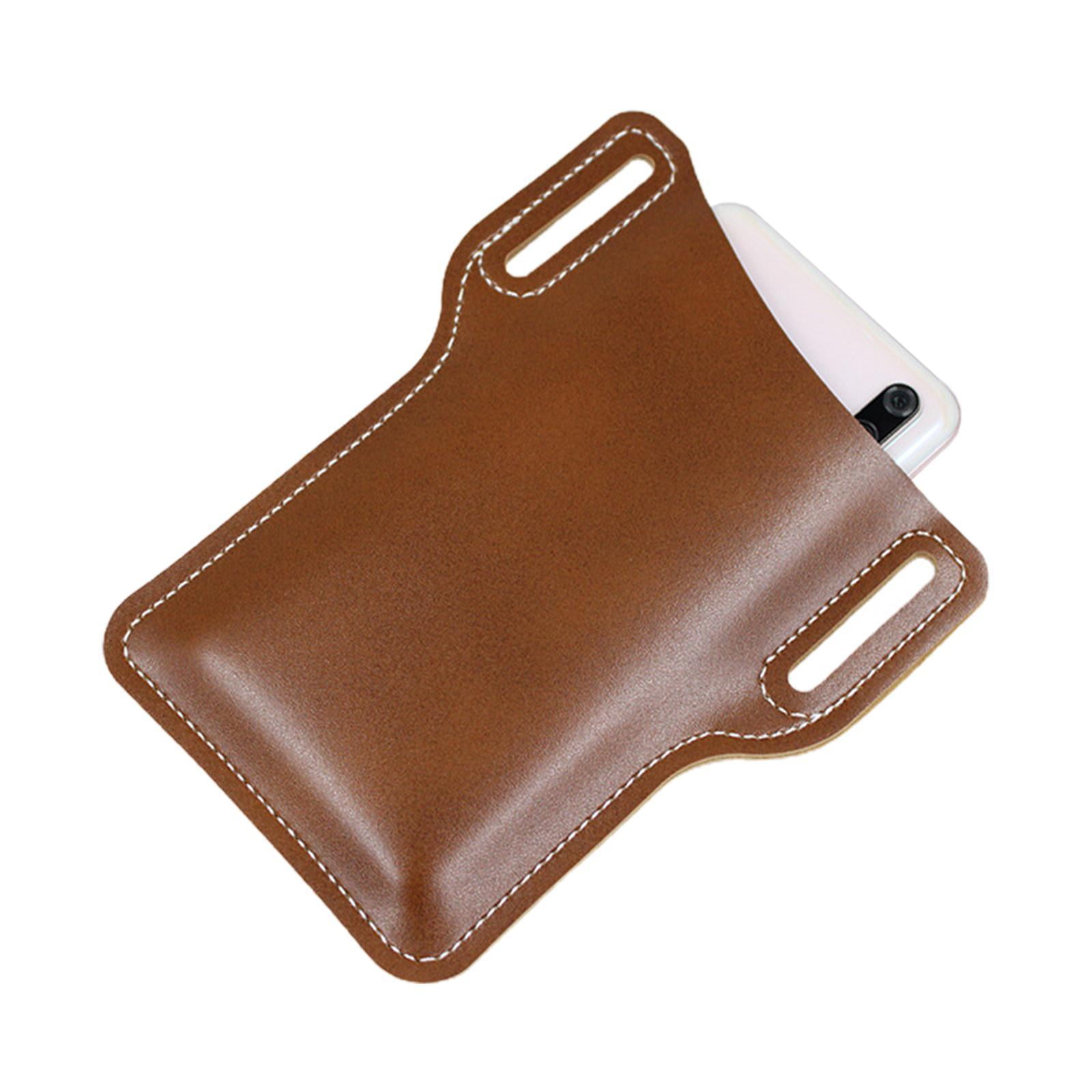 Leather Cell Phone Holster Men Universal Case Waist Bag Sheath with