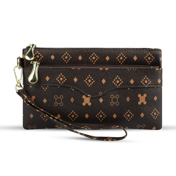 Leather Cell Phone Wallet for Women, TSV Large Capacity Wristlet Clutch, Credit Card Holder, Coffee